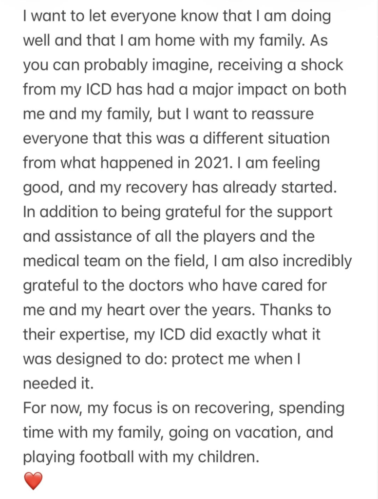 La carta de Christian Eriksen