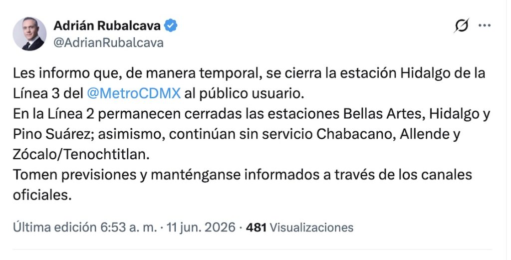 A tomar precauciones: Cierran estaciones de las líneas 2 y 3 del Metro de CDMX
