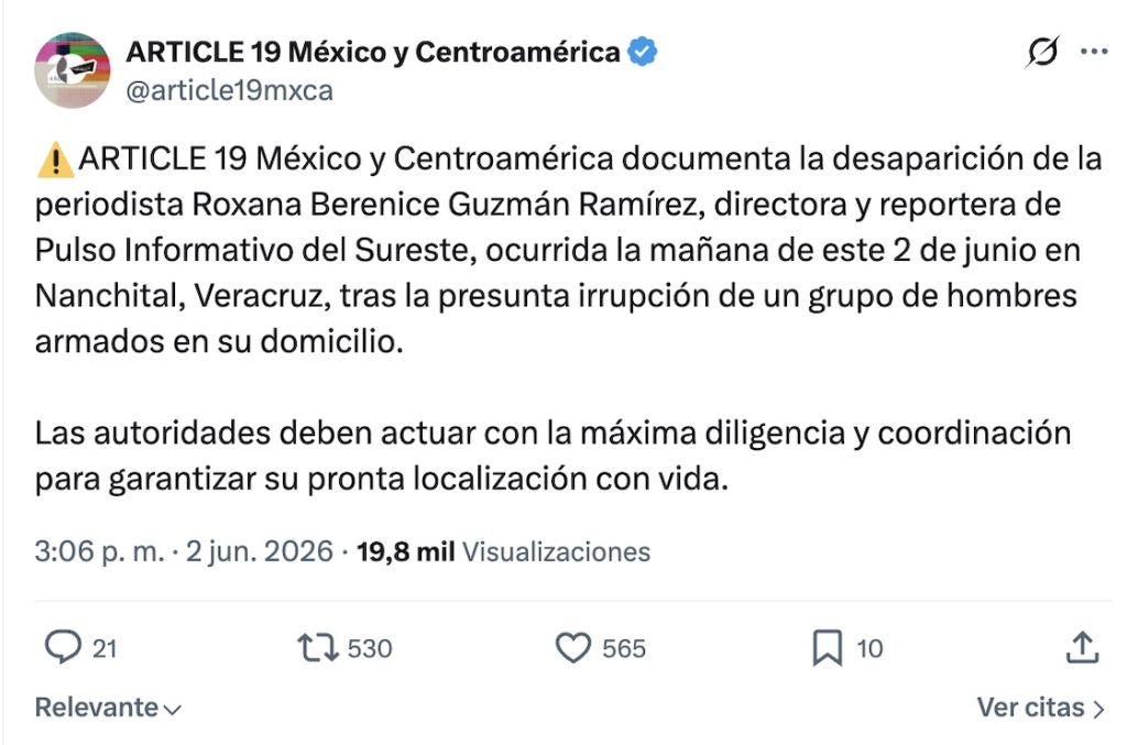 El caso de la desaparición de la periodista Roxana Guzmán tras la agresión de un grupo armado en su casa