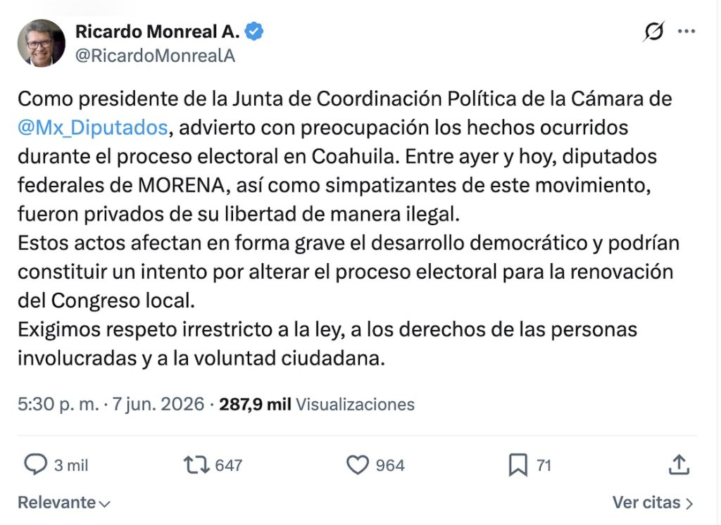 Elecciones en Coahuila 2026: El PRI se lleva carro completo y Morena acusa presunta compra de votos