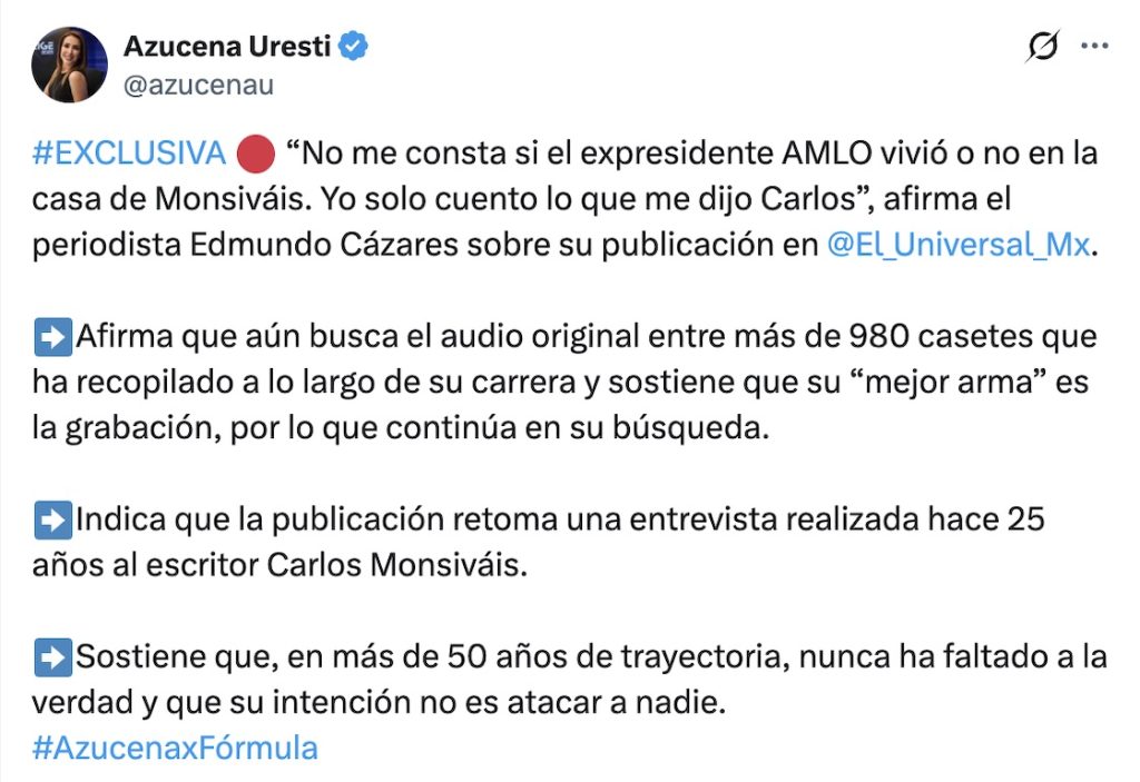 Una entrevista resucitada con Monsiváis sobre AMLO y la carta de su familia que la desmiente