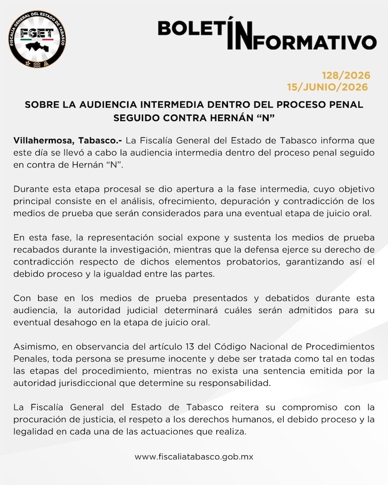 Fiscalía de Tabasco pide 154 años de prisión para Hernán Bermúdez