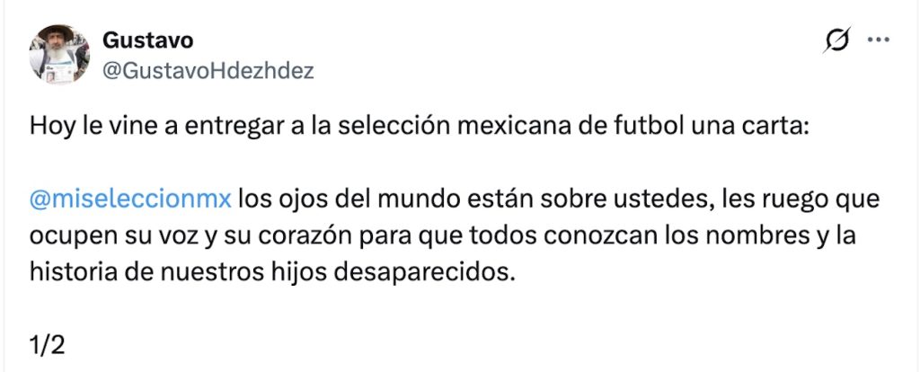 "Los ojos del mundo están sobre ustedes": La carta de un papá buscador a la Selección Mexicana