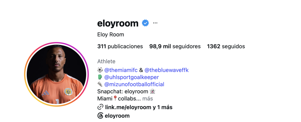 La cuenta de Eloy Room durante el partido