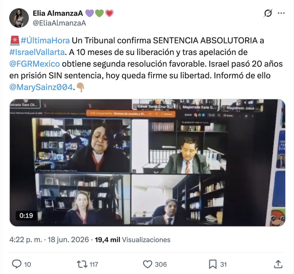 Tribunal confirma sentencia absolutoria a favor de Israel Vallarta