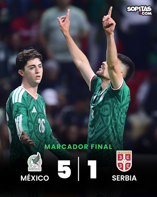 México goleó a Serbia