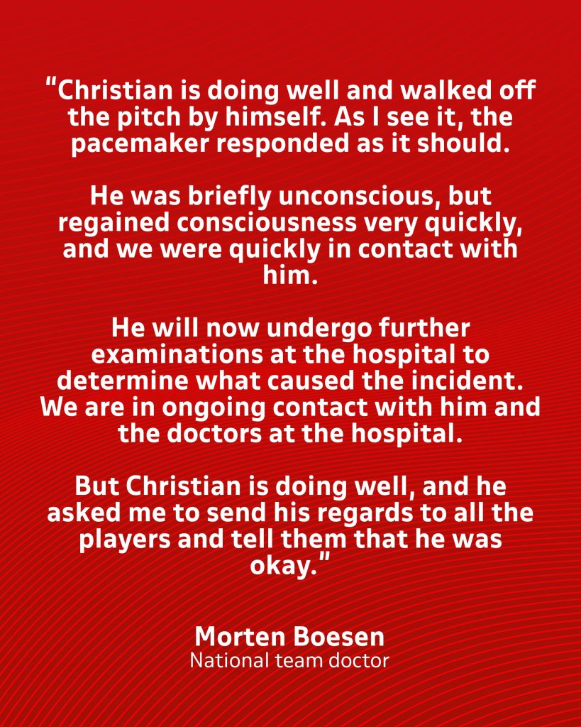 Reporte médico de Christian Eriksen