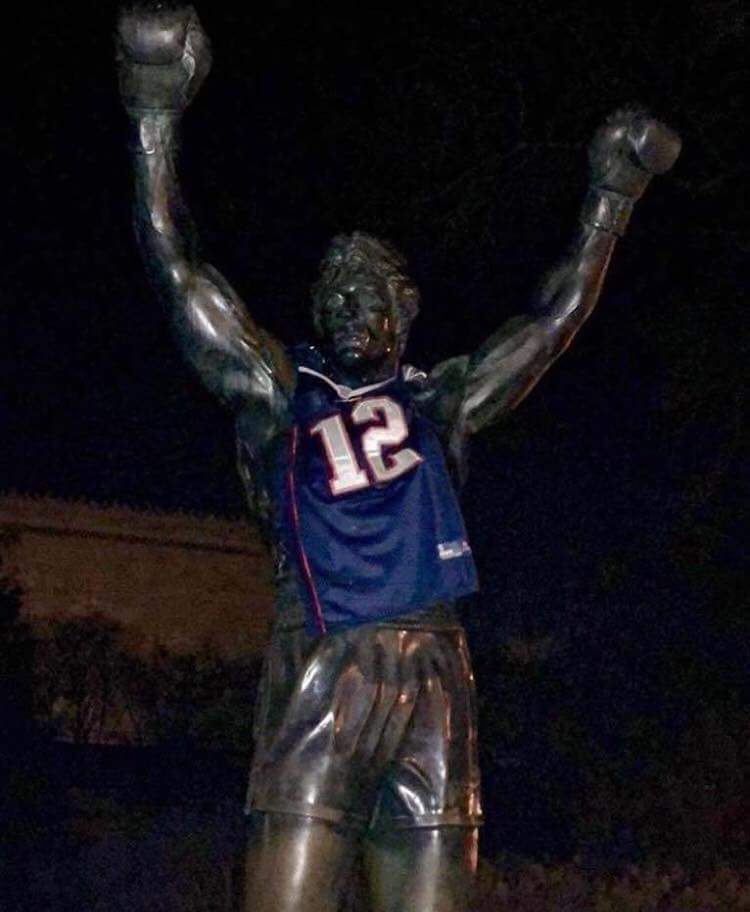 Rocky Balboa vestido con prendas de los Pats