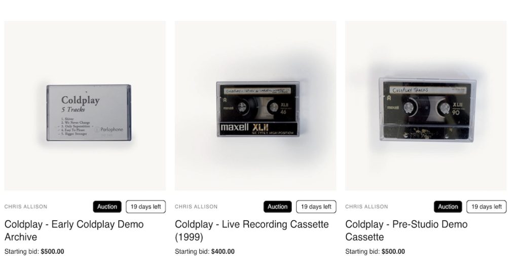 Subasta cintas de Coldplay 