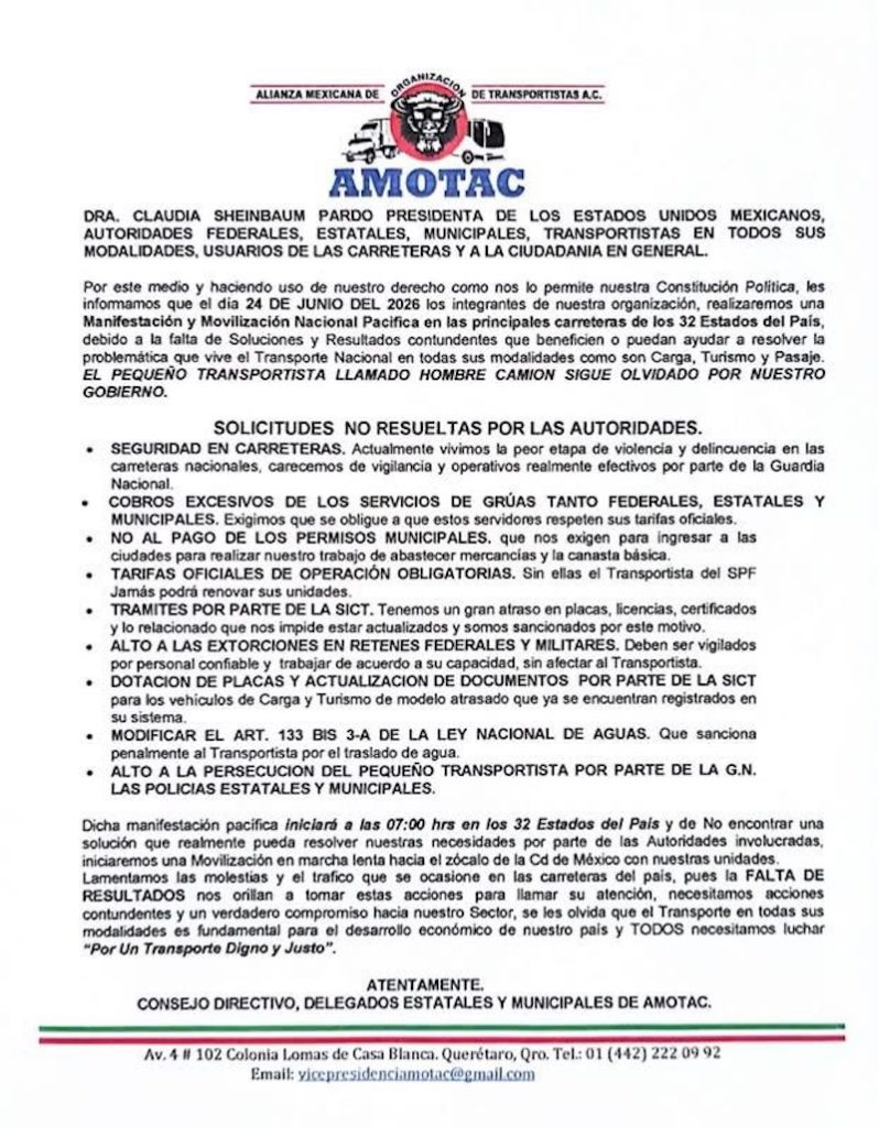 Transportistas anuncian paro nacional durante el partido México vs. Chequia, ¿dónde serán los bloqueos?
