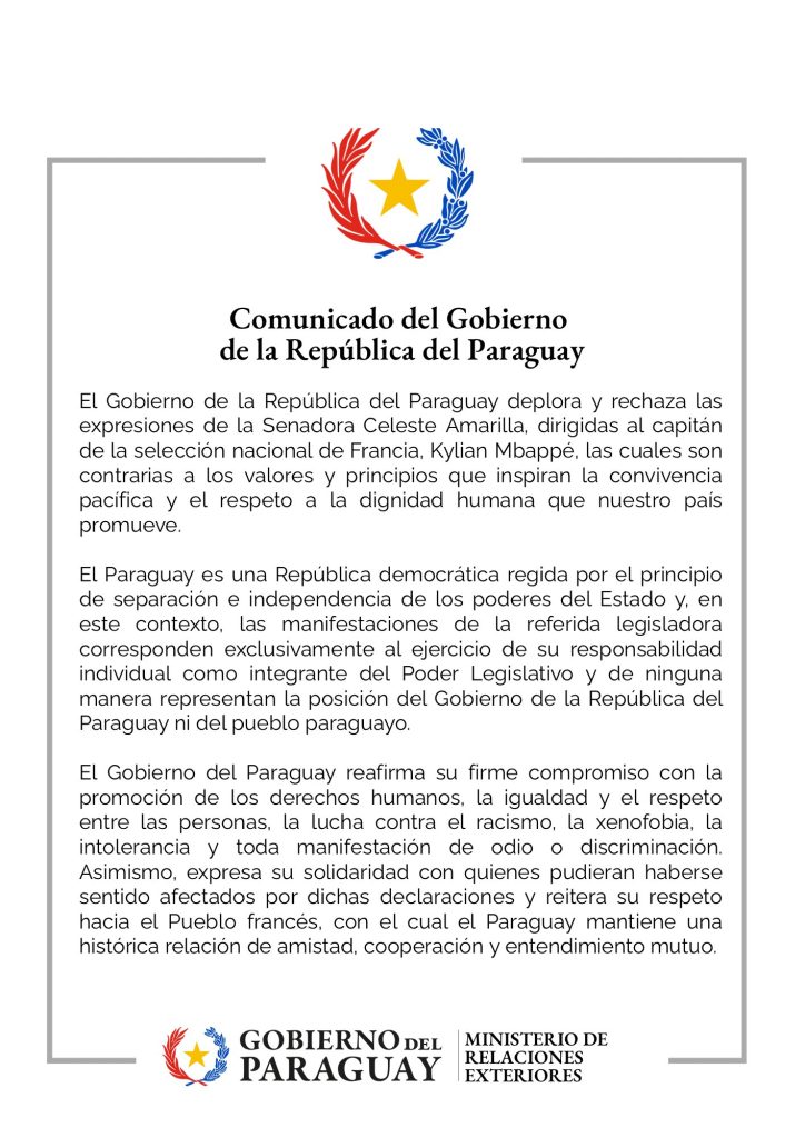 Comunicado del Gobierno de Paraguay