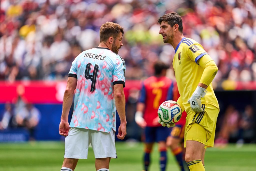 Courtois antes del cambio de portero