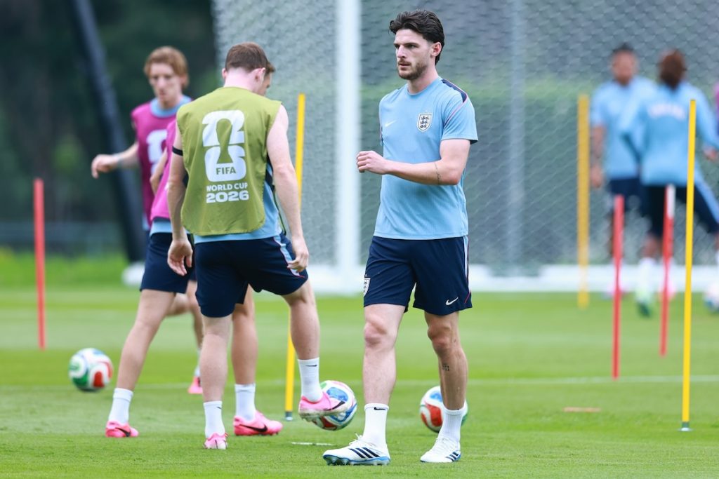 Declan Rice en la práctica de Inglaterra