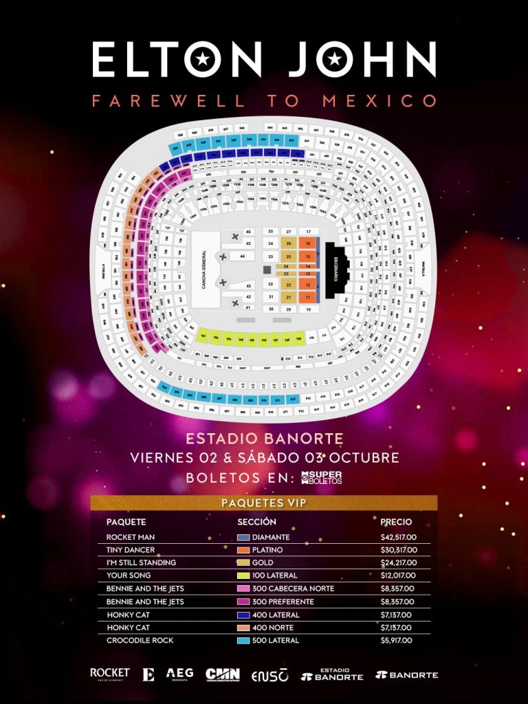 Elton John México precios boletos paquetes vip