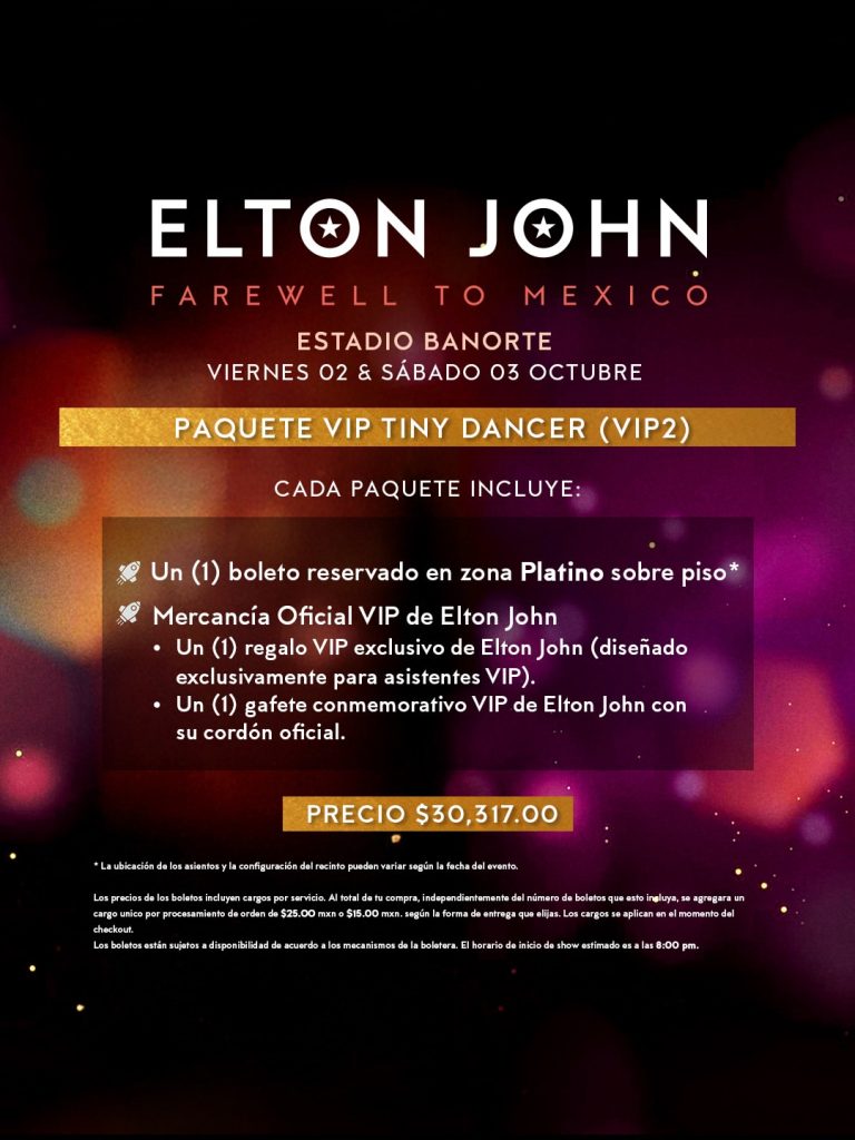 Elton John México precios boletos paquetes vip