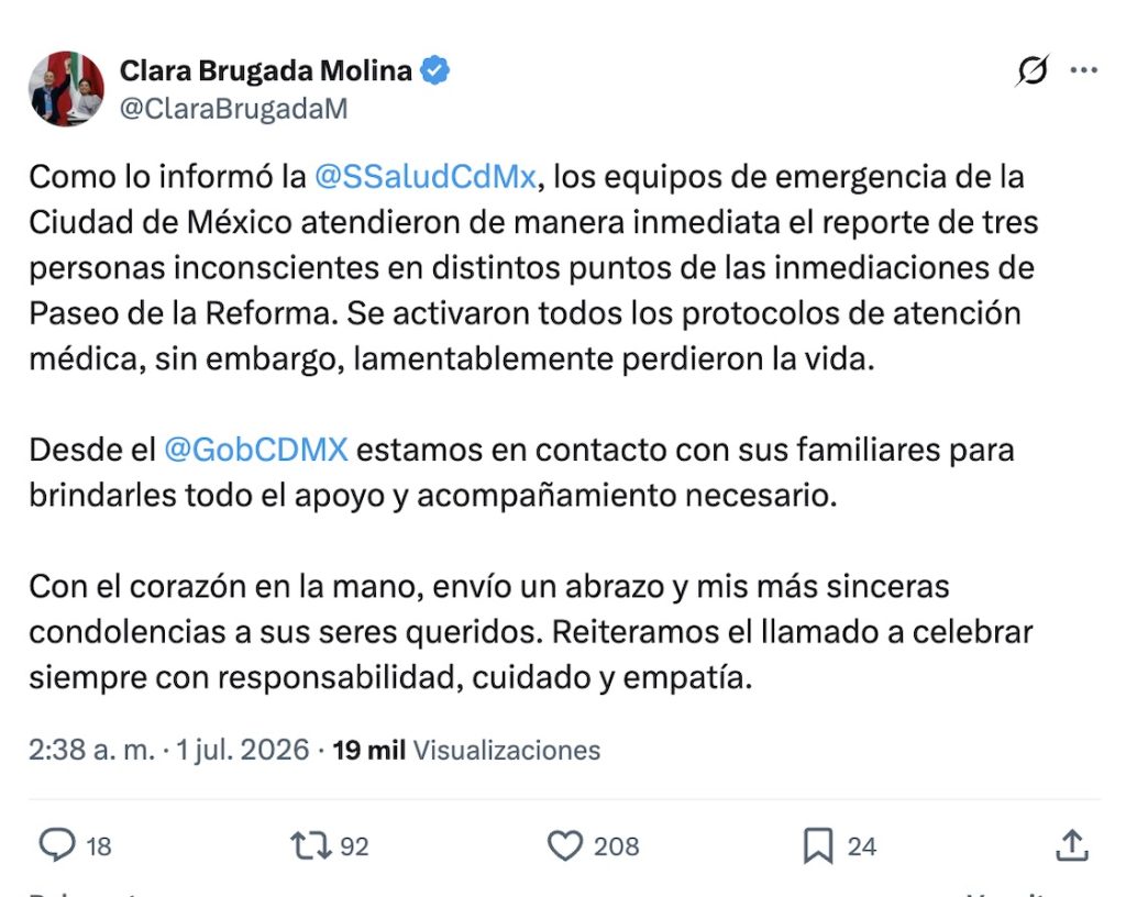 3 personas fallecen durante los festejos del partido México vs. Ecuador en CDMX
