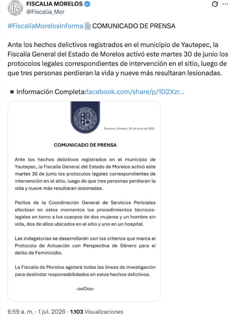 3 personas mueren tras ataque en cancha donde se transmitía el México vs. Ecuador en Yautepec