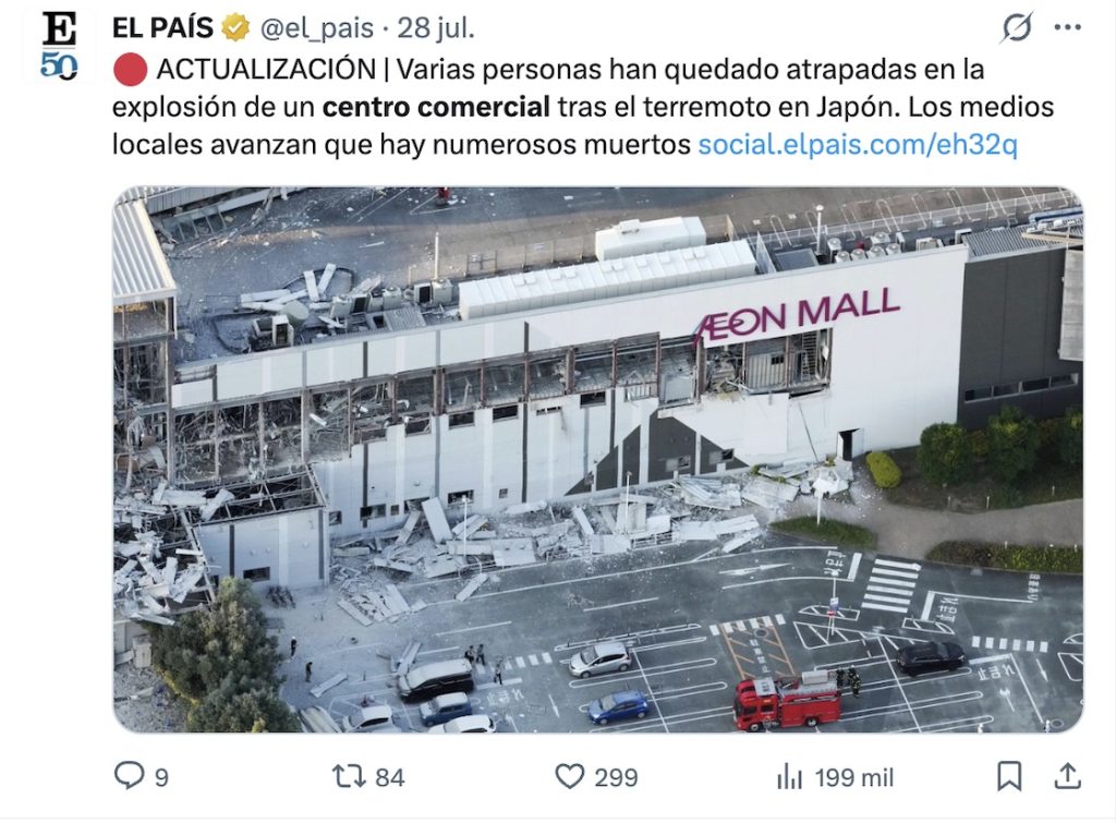 Explosión en centro comercial, derrumbes y fallecidos: El saldo del sismo en Japón