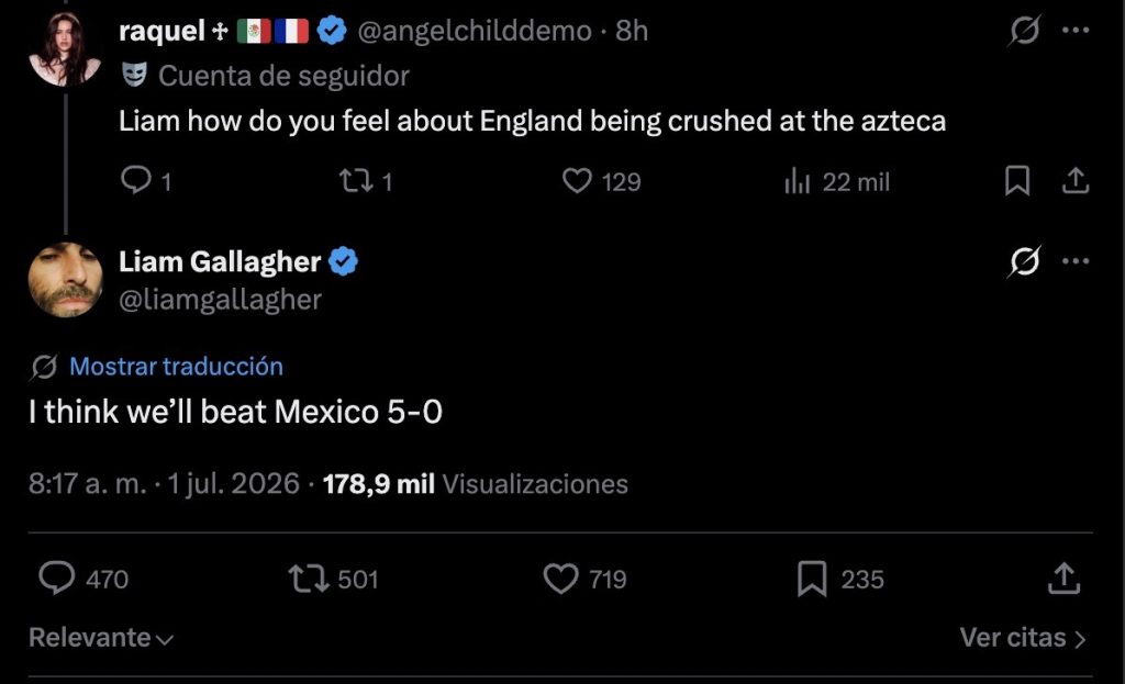 liam gallagher pronostico mexico vs inglaterra