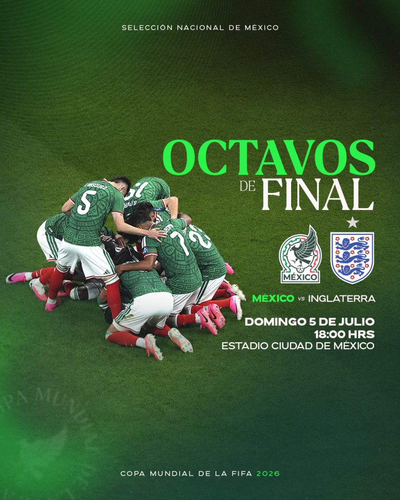 México vs Inglaterra octavos de final Mundial 2026