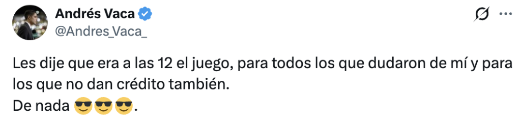 La publicación de Andrés Vaca