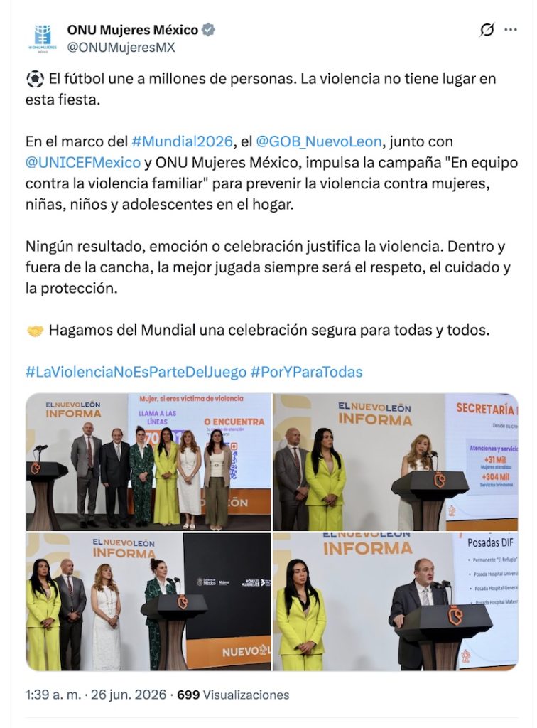Violencia contra las mujeres aumenta en los partidos de futbol