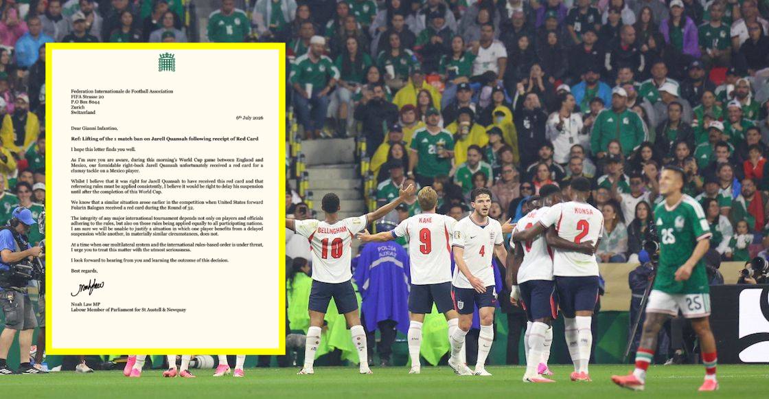 Diputado del Partido Laborista pide a FIFA posponer sanción de tarjeta roja a Jarell Quansah en el partido México vs. Inglaterra