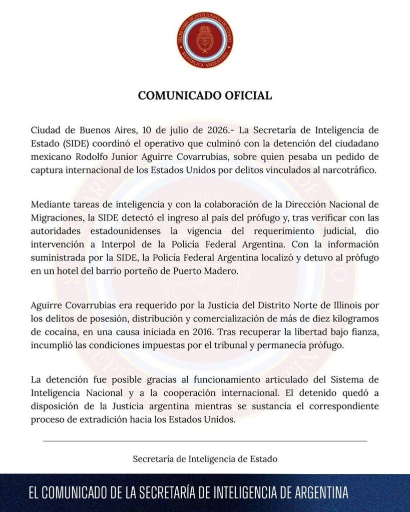 ¿Quién es Rodolfo Junior Aguirre? El mexicano detenido en Argentina buscado por la Interpol