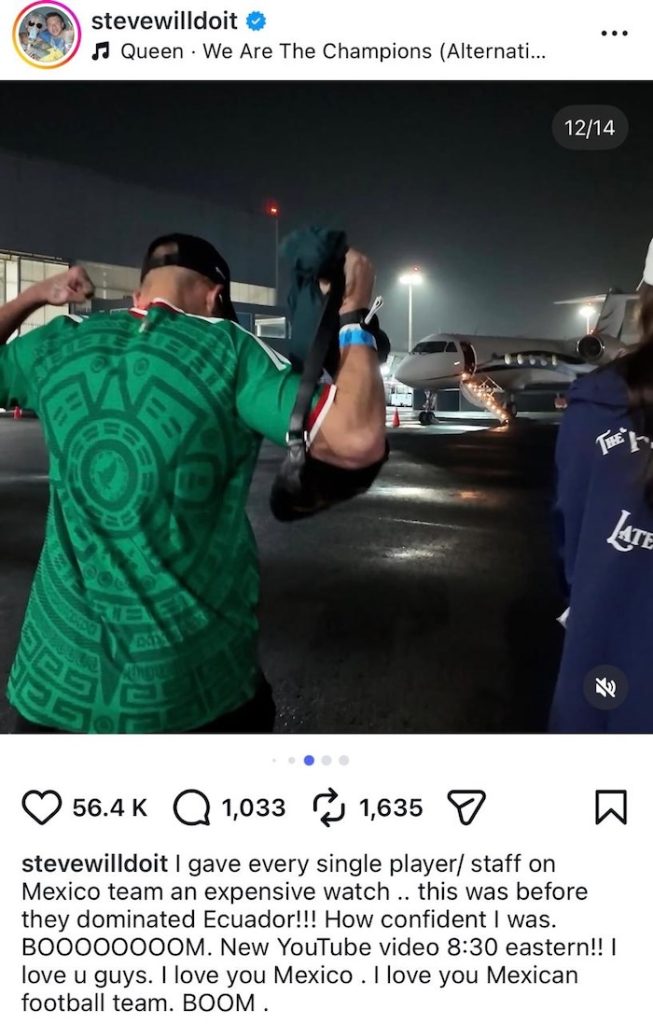 Selección Mexicana regresará los relojes del influencer Steve Will Do It