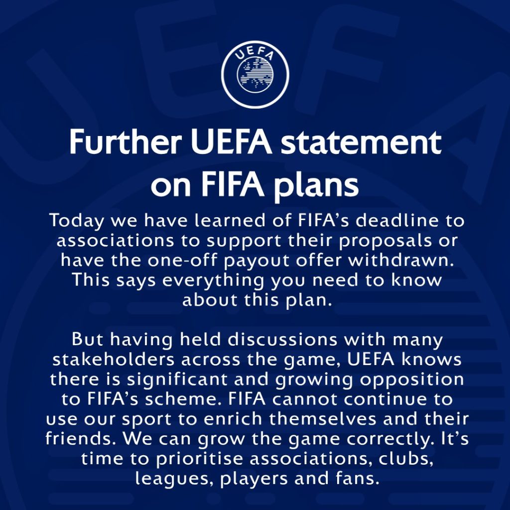Comunicado oficial de la UEFA vía X