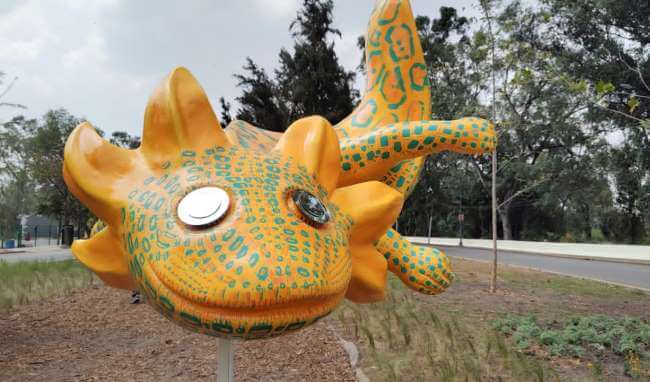 100 esculturas de ajolotes “viven” en Cuemanco y el Centro Histórico