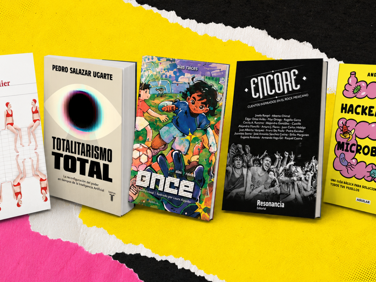 Imagen de cabecera que muestra las portadas de los cinco libros recomendados: La anomalía, Totalitarismo Total, Once, Encore y Hackea tu microbiota.
