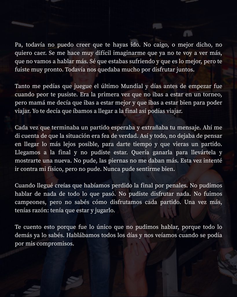 Carta de Lionel Messi a su padre