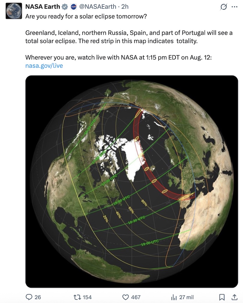 No le tocó a México peeero: Dónde ver el eclipse total solar 2026 desde la NASA y Europa