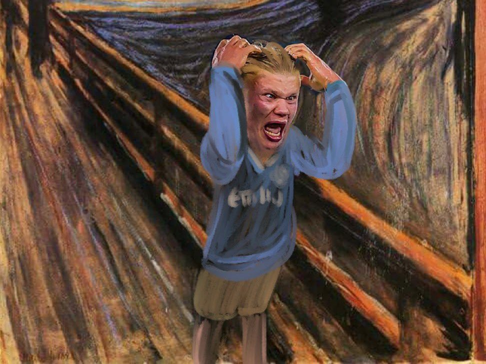 Erling Haaland meme gritando