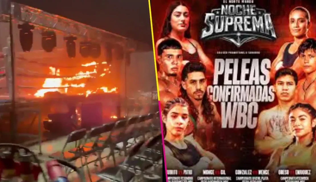 ¡Se canceló! Sujetos armados irrumpen en el CUM de Hermosillo y queman el ring de la pelea de box de influencers