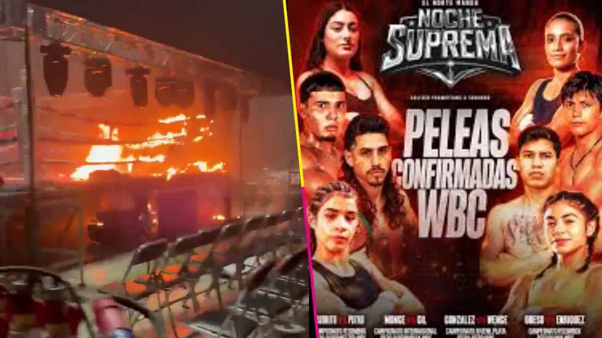 ¡Se canceló! Sujetos armados irrumpen en el CUM de Hermosillo y queman el ring de la pelea de box de influencers