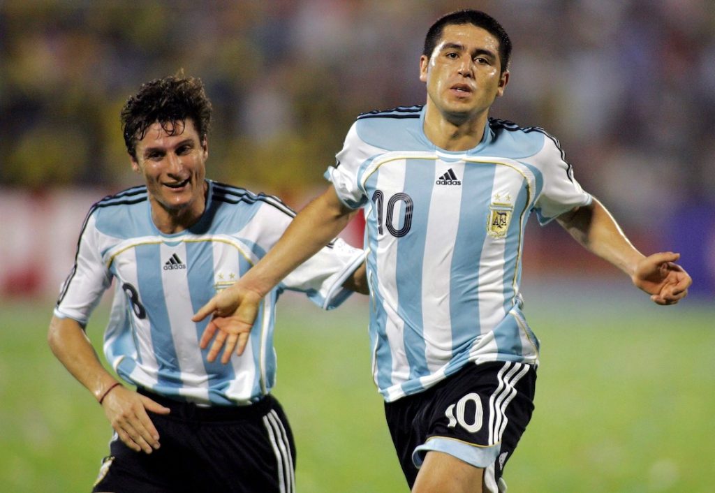 Juan Román Riquelme con Argentina