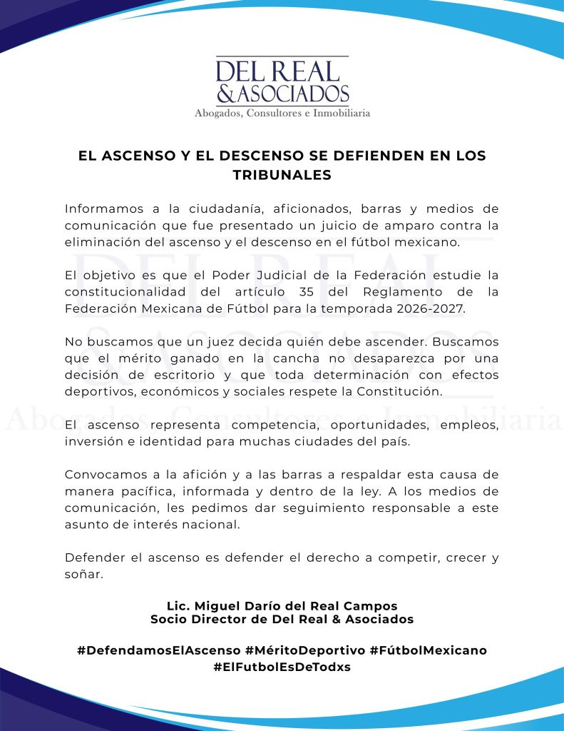 Presentan juicio de amparo contra la desaparición del ascenso y descenso