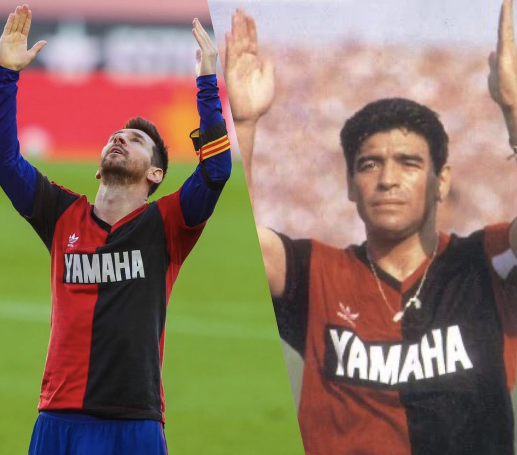 Messi con la playera de Newells para honrar a Maradona