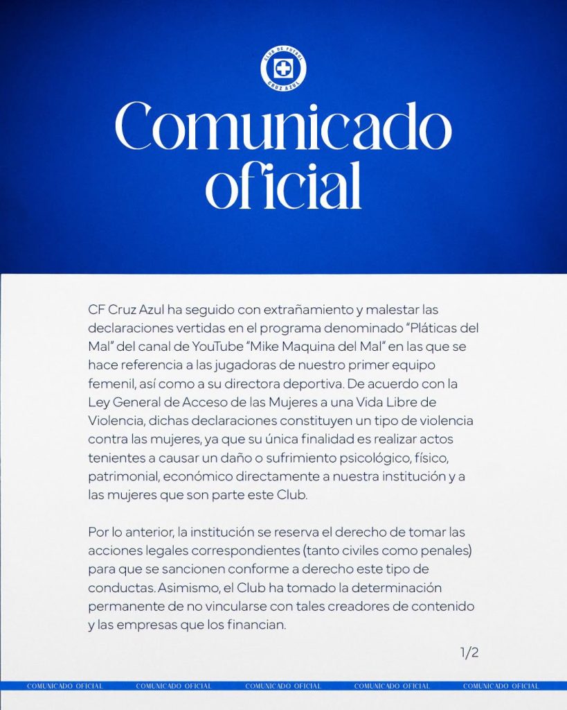 Cruz Azul contempla posible denuncia por violencia hacia jugadoras del equipo femenil