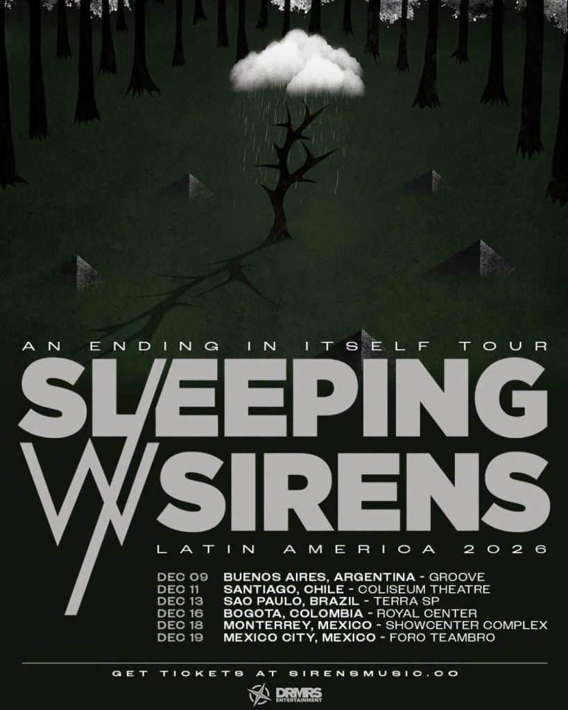 flyer de la gira de Sleeping with Sirens por México y Latinoamérica de este 2026.