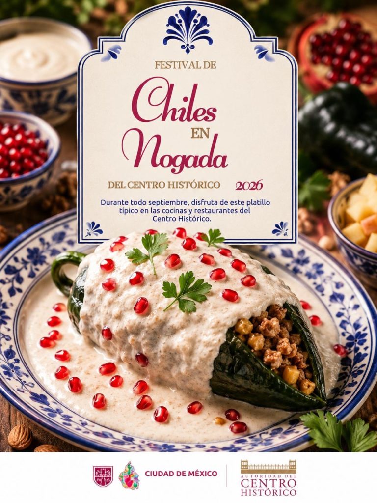 Cartel del Festival de Chiles en Nogada 2026 en el Centro Histórico de la CDMX