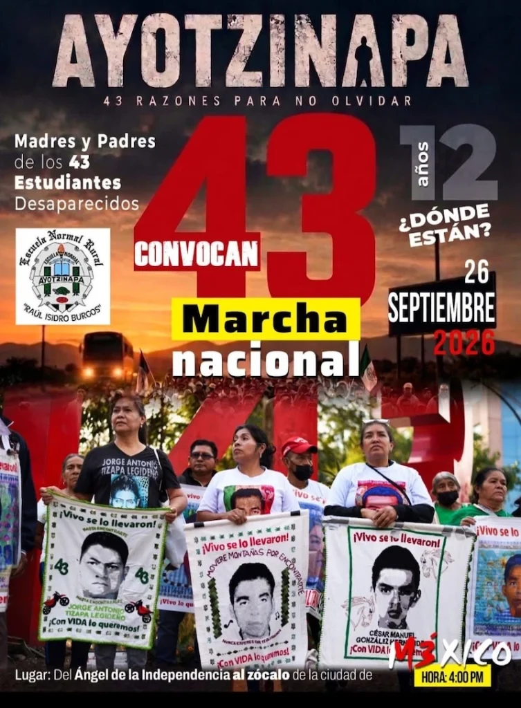 "12 años de lucha": Ruta, calles cerradas y horario de la marcha por Ayotzinapa en CDMX