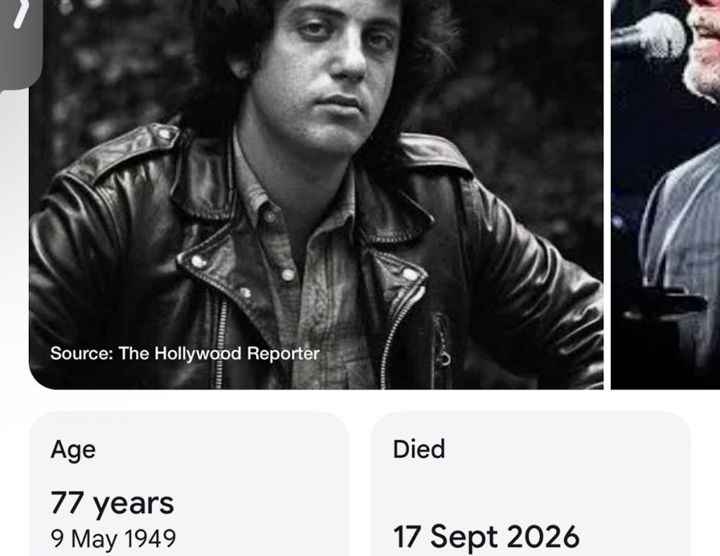 Captura de pantalla del error de Google al dar a conocer la muerte de Billy Joel