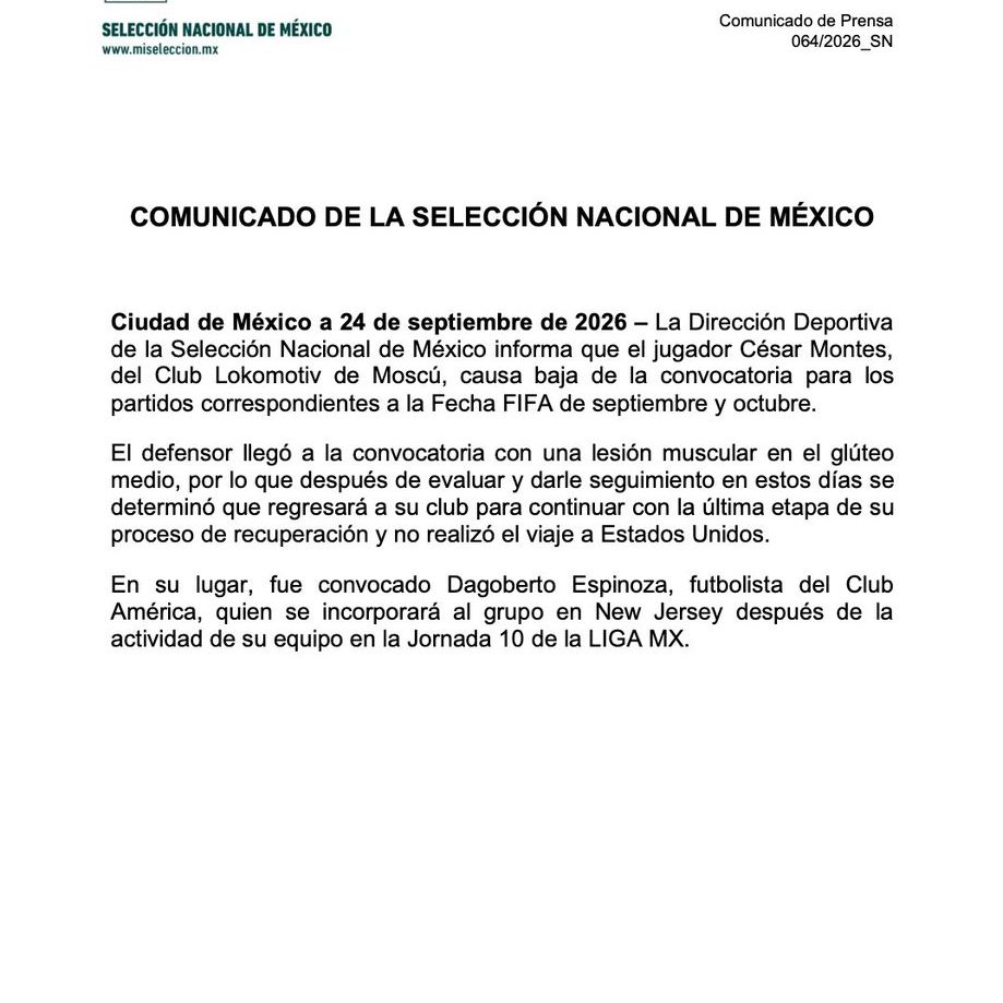 El comunicado de la Selección Mexicana