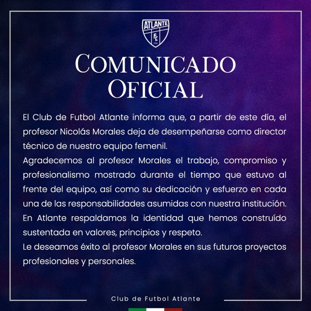 El comunicado del Atlante Femenil