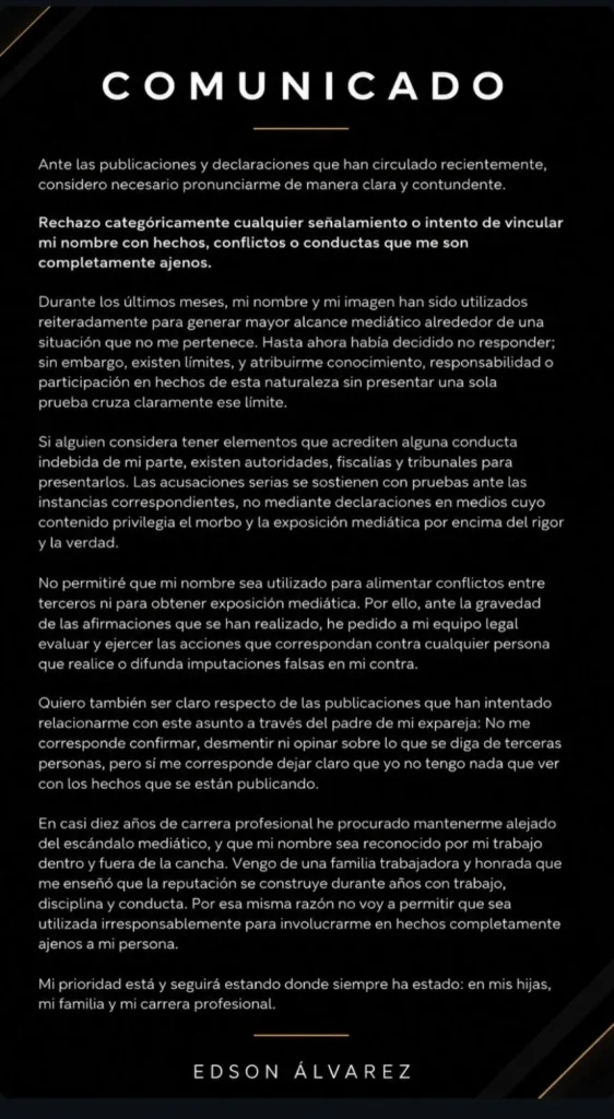 Comunicado Edson Álvarez