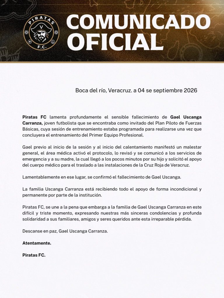 posible causa de Gael Uscansa, jugador de 15 años de Piratas FC