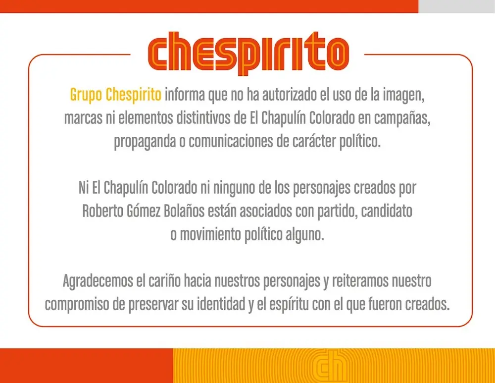 Grupo Chespirito pide que no usen al Chapulín Colorado en propaganda… ¿de Morena?